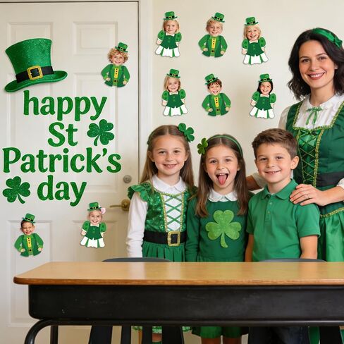 60Pcs St. Patrick's Day Paper Cutouts St. Patrick's Bulletin Board Decoration Leprechaun DIY Photo Craft Cutout Leprechaun Hat Classroom Supplies for Irish March Shamrock Party Chalkboard Wall Decor in Saudi Arabia