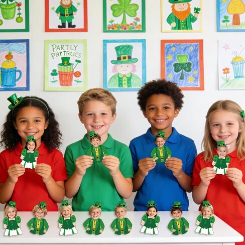 60Pcs St. Patrick's Day Paper Cutouts St. Patrick's Bulletin Board Decoration Leprechaun DIY Photo Craft Cutout Leprechaun Hat Classroom Supplies for Irish March Shamrock Party Chalkboard Wall Decor in Saudi Arabia