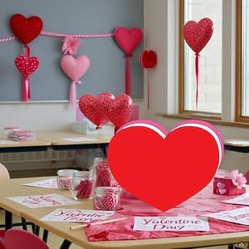 SHAPES ETC. 15 Pcs Tri-Color Heart Super Cut-Outs 8x10in, Construction Paper Shapes, Bulletin Board Decorations, DIY Crafts, Valentine's Day, Holiday Decor, Wall Cutouts, Made in USA in Saudi Arabia