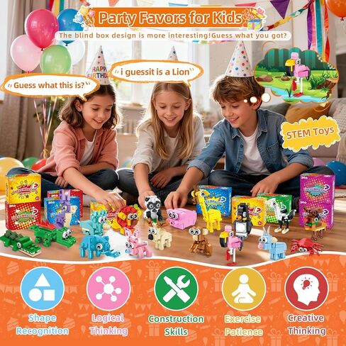هدايا الحفلات للأطفال - 24 عبوة من 72 لعبة مكعبات بناء على شكل حيوانات من أجل حشو أكياس الهدايا وجوائز الفصل الدراسي لعيد الفصح، مجموعة بناء صغيرة، هدايا حفلات أعياد الميلاد للأولاد والبنات من سن 6 إلى 12 عامًا in Kuwait