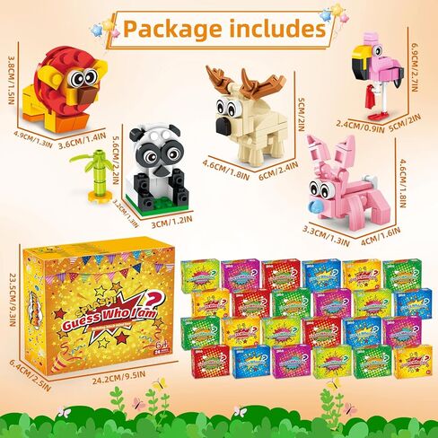 هدايا الحفلات للأطفال - 24 عبوة من 72 لعبة مكعبات بناء على شكل حيوانات من أجل حشو أكياس الهدايا وجوائز الفصل الدراسي لعيد الفصح، مجموعة بناء صغيرة، هدايا حفلات أعياد الميلاد للأولاد والبنات من سن 6 إلى 12 عامًا in Kuwait