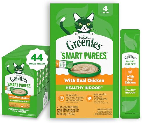 Greenies Feline Smart Purees مكافآت القطط الصحية للبشرة والفراء مع سمك السلمون الحقيقي، 0.49 أونصة. أنابيب، عدد 4 (عبوة من 11 قطعة) in Saudi Arabia