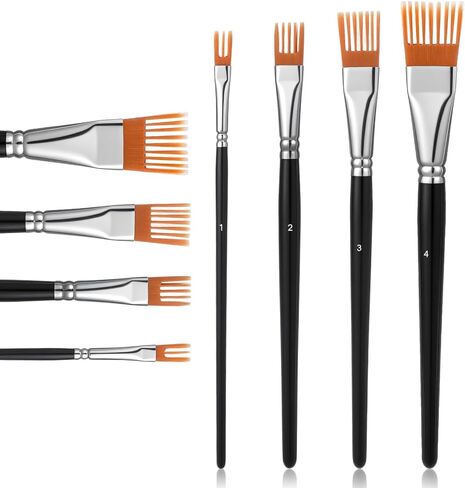 4PCS Grainer Brush Set for Texture, Professional Flat Comb Artist Paint Brushes for Acrylic Painting, Watercolor and Oil, Art Paint Brushes for Artists & Beginners in Saudi Arabia