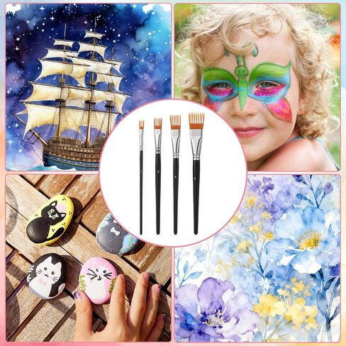 4PCS Grainer Brush Set for Texture, Professional Flat Comb Artist Paint Brushes for Acrylic Painting, Watercolor and Oil, Art Paint Brushes for Artists & Beginners in Saudi Arabia