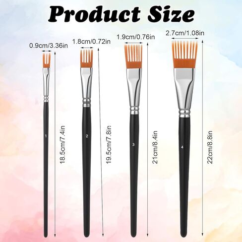 4PCS Grainer Brush Set for Texture, Professional Flat Comb Artist Paint Brushes for Acrylic Painting, Watercolor and Oil, Art Paint Brushes for Artists & Beginners in Saudi Arabia