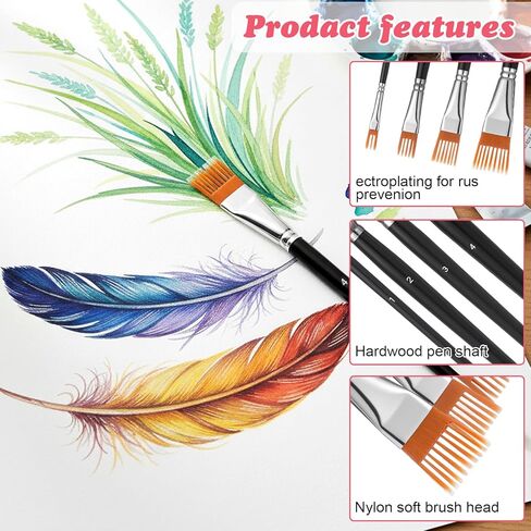 4PCS Grainer Brush Set for Texture, Professional Flat Comb Artist Paint Brushes for Acrylic Painting, Watercolor and Oil, Art Paint Brushes for Artists & Beginners in Saudi Arabia
