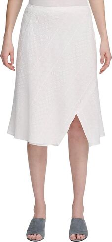 CALVIN KLEIN Women's Cotton Embroidered Eyelet A-Line Skirt in Kuwait