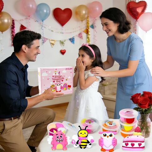 مجموعة الطين الجاف بالهواء لعيد الحب للأطفال - 12 صندوقًا من مجموعات الحرف اليدوية المصنوعة من الطين مع أدوات النحت والبرامج التعليمية لتبادل الهدايا في الفصل الدراسي، ومفضلات الحفلات، والأنشطة الفنية وهدايا عيد الحب in Kuwait