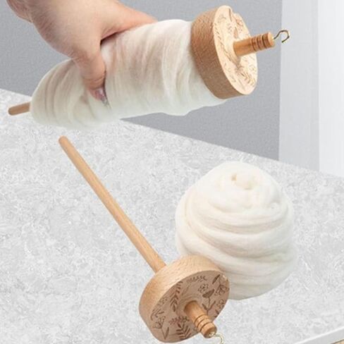 Wooden Hardwood Drop Spindle, Top Whorl Yarn Spinner Wheel for Beginners & Advanced, Drop Spindle Yarn Spinner Hand Carved Wooden Spindles Tool for Crocheting in Saudi Arabia