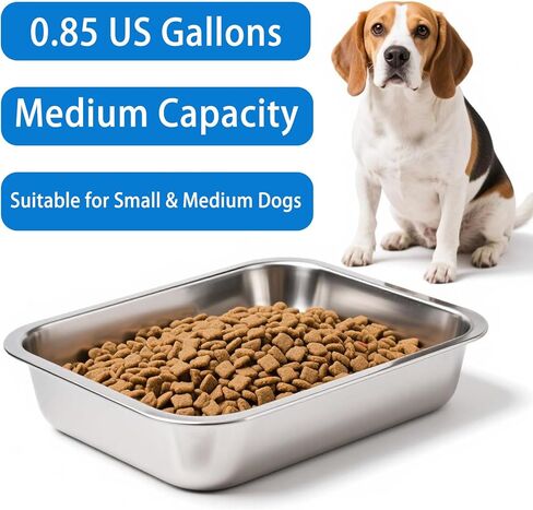 Stainless Steel Dog Bowls for Medium and Small Size Dogs, 0.85 Gallons Metal Dog Water Food Bowl Dish, Medium Capacity Pet Feeding Water Bowls, Pet Food Pans Plates for Dogs, Large Cats and Rabbits in Saudi Arabia