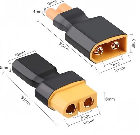XT30 to XT60 Plug Female Male Adapter Connector for RC FPV Drone Car Truck Lipo NiMH Battery Charger ESC in Kuwait