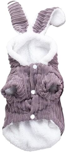 Dog Clothes Autumn and Winter Fleece Warm Corduroy Long-Eared Rabbit Bipod Teddy Bear Small Dog Pet Clothing (Pink,M) in Saudi Arabia