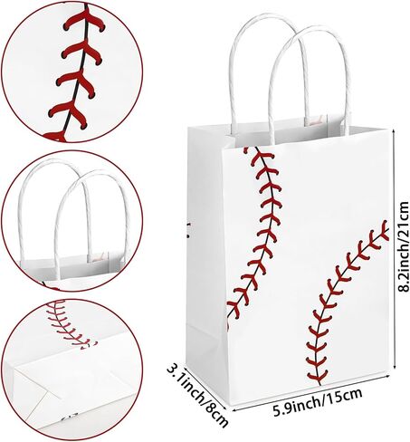 Hxezoc 12 Pieces Baseball Gift Bags with Handle, Paper Treat Candy Bag Sport Favor Bags For Baseball Theme Birthday Party Decoration Supplies in Saudi Arabia