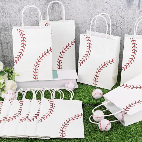 Hxezoc 12 Pieces Baseball Gift Bags with Handle, Paper Treat Candy Bag Sport Favor Bags For Baseball Theme Birthday Party Decoration Supplies in Saudi Arabia