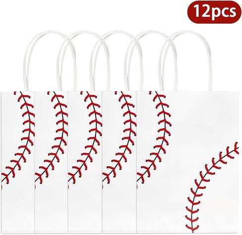 Hxezoc 12 Pieces Baseball Gift Bags with Handle, Paper Treat Candy Bag Sport Favor Bags For Baseball Theme Birthday Party Decoration Supplies in Saudi Arabia