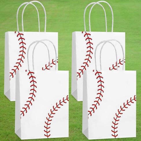 Hxezoc 12 Pieces Baseball Gift Bags with Handle, Paper Treat Candy Bag Sport Favor Bags For Baseball Theme Birthday Party Decoration Supplies in Saudi Arabia