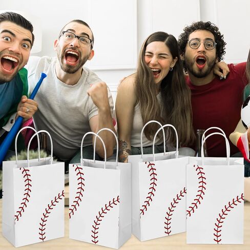 Hxezoc 12 Pieces Baseball Gift Bags with Handle, Paper Treat Candy Bag Sport Favor Bags For Baseball Theme Birthday Party Decoration Supplies in Saudi Arabia