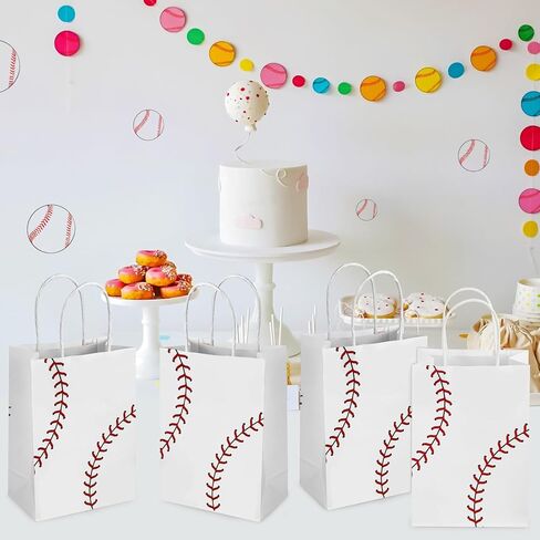 Hxezoc 12 Pieces Baseball Gift Bags with Handle, Paper Treat Candy Bag Sport Favor Bags For Baseball Theme Birthday Party Decoration Supplies in Saudi Arabia