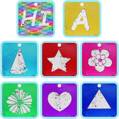 VitalCozy 8 Pieces Sequin Sensory Mats Sequin Fabric Wall Panel 8" Assorted Tactile Flip Sensory Tiles Pads Play Mat Educational Fabric for Tactile Play in Saudi Arabia