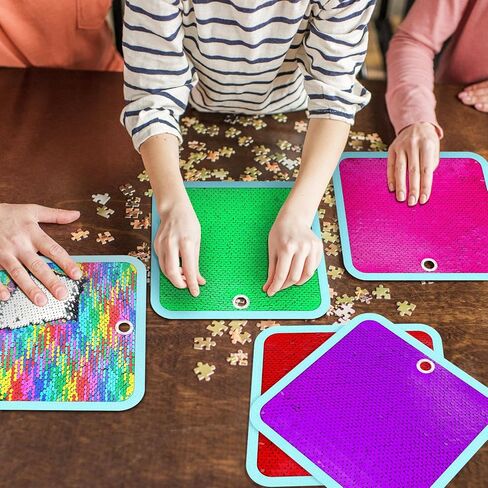 VitalCozy 8 Pieces Sequin Sensory Mats Sequin Fabric Wall Panel 8" Assorted Tactile Flip Sensory Tiles Pads Play Mat Educational Fabric for Tactile Play in Saudi Arabia