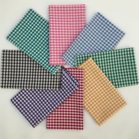 8 Pcs 18x22 Inch Gingham Fat Quarter Fabric Precut 130GSM Cotton Check for Sewing Crafting Homespun Patchwork DIY Spring Easter Project in Saudi Arabia