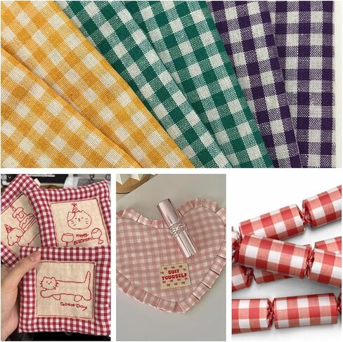 8 Pcs 18x22 Inch Gingham Fat Quarter Fabric Precut 130GSM Cotton Check for Sewing Crafting Homespun Patchwork DIY Spring Easter Project in Saudi Arabia