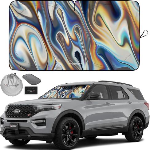 Autoamerics 1-Piece Windshield Sun Shade Original American Flag USA Patriotic Design - Foldable Car Front Window Sunshade for Sedans SUV Truck - Blocks Max UV Rays and Keeps Your Vehicle Cool - Medium in Saudi Arabia