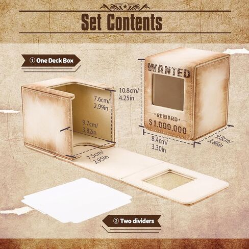 Wanted Poster Themed Deck Box with Commander Display, MTG Card Deck Case Fit 120 Single Sleeved Cards, PU Leather Magnetic Card Storage Box with 2 Dividers, Compatible with One Piece/TCG in Kuwait
