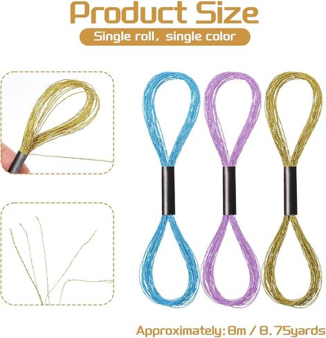 8 Skeins Metallic Embroidery Floss, Glitter Embroidery Thread String Sewing Threads for DIY Crafts, Cross Stitch, Art Supplies and Sewing Projects, 8 Colors 8m Each in Kuwait