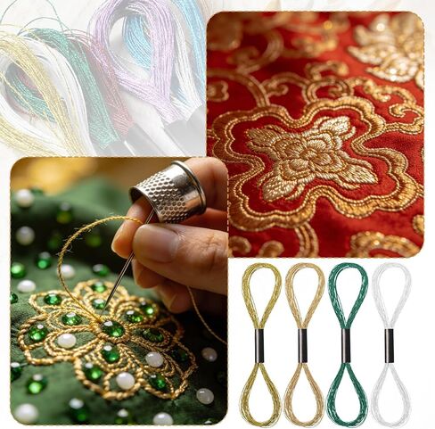 8 Skeins Metallic Embroidery Floss, Glitter Embroidery Thread String Sewing Threads for DIY Crafts, Cross Stitch, Art Supplies and Sewing Projects, 8 Colors 8m Each in Kuwait
