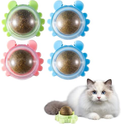 النعناع البري الكرة لعبة النعناع البري اللعب 4 حزمة كرات النعناع البري للقطط الجدار الصالحة للأكل هريرة اللعب القط اللعب يعامل لتنظيف أسنان القط تخفيف القلق القط in Kuwait