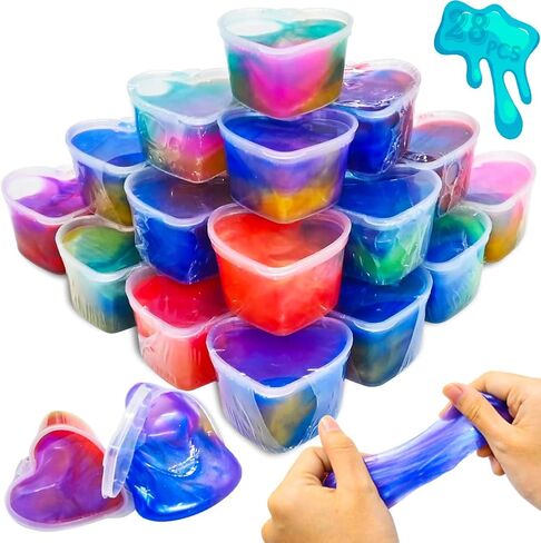 28 Pack Galaxy Slimes Set, Heart Slime Stress Relief for Kids Boys Girls Valentines Day Classroom School Exchange Birthday Gifts Game Prizes in Kuwait