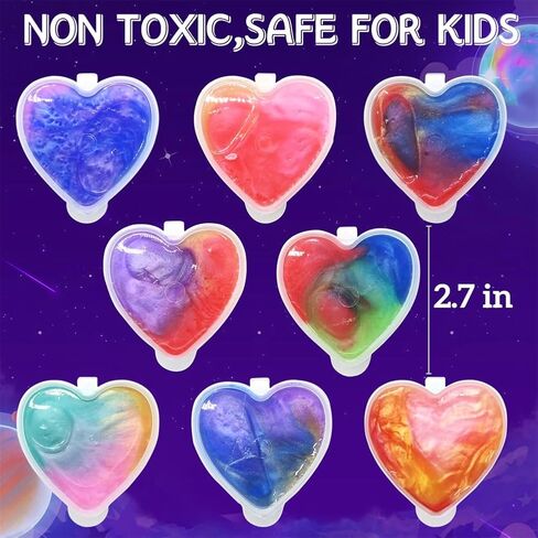 28 Pack Galaxy Slimes Set, Heart Slime Stress Relief for Kids Boys Girls Valentines Day Classroom School Exchange Birthday Gifts Game Prizes in Kuwait