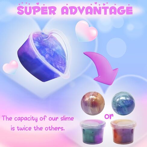 28 Pack Galaxy Slimes Set, Heart Slime Stress Relief for Kids Boys Girls Valentines Day Classroom School Exchange Birthday Gifts Game Prizes in Kuwait
