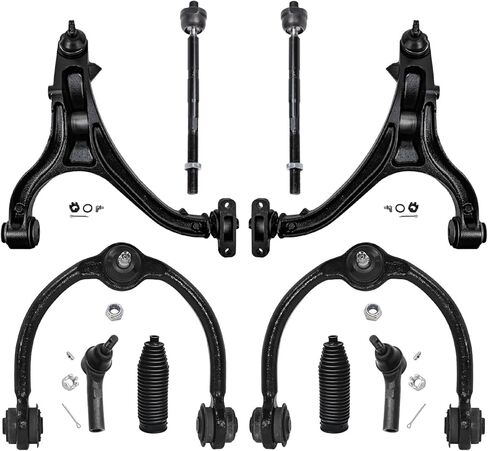 Detroit Axle-مجموعة التعليق 10pc الأمامية لعام 1997-2001 Honda CR-V 1998 1999 2000 ، 2 أذرع التحكم العليا ، مفاصل الكرة السفلية ، 4 قضبان ربط داخلية وخارجية ، وربطان باران في البديل CR-V in Saudi Arabia