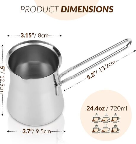 Quality Turkish Coffee Pot - Turkish Coffee Maker, Chai Pot, Arabic Coffee Pot, Briki Greek Coffee Pot, Greek Briki, Cezve, Ibrik (24oz) in Kuwait