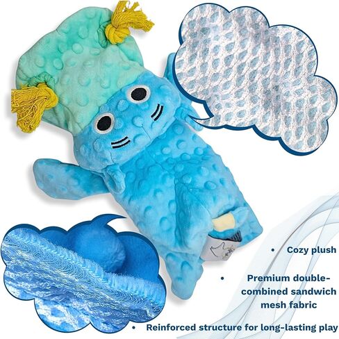 4 in 1 Squeaky Dog Toy-No Stuffing Dog Toy-Squeaker,Ropes & Surprise ball-like play item for Small Medium Large Breed-for Chewing,Teething&Fetch-Durable Pet-Safe Materials-Blue Plush Hippo in Gift box in Saudi Arabia