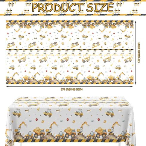 3PCS Truck Plastic Birthday Party Tablecloths Construction Disposable Table Cloth Yellow Dump Truck Themed Table Cover for Kids Boy Parties Baby Showers Supplies in Saudi Arabia