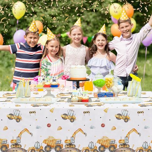 3PCS Truck Plastic Birthday Party Tablecloths Construction Disposable Table Cloth Yellow Dump Truck Themed Table Cover for Kids Boy Parties Baby Showers Supplies in Saudi Arabia