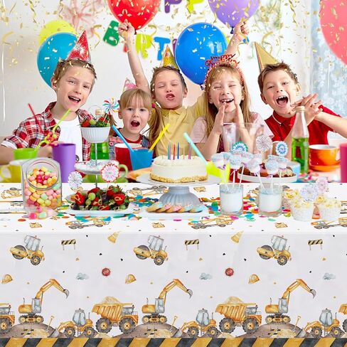 3PCS Truck Plastic Birthday Party Tablecloths Construction Disposable Table Cloth Yellow Dump Truck Themed Table Cover for Kids Boy Parties Baby Showers Supplies in Saudi Arabia
