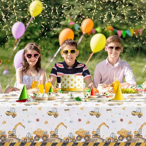 3PCS Truck Plastic Birthday Party Tablecloths Construction Disposable Table Cloth Yellow Dump Truck Themed Table Cover for Kids Boy Parties Baby Showers Supplies in Saudi Arabia