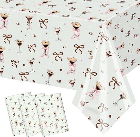 3 Pcs Espresso Martini Tablecloth A Tini Bit Older Birthday Table Covers Coffee Martini Themed Disposable Table Cloth Bachelorette Bridal Shower Party Supplies in Saudi Arabia