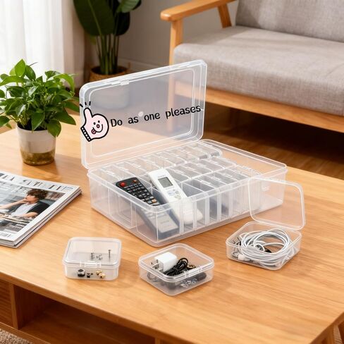 1PC Storage Organizer Box Transparent Plastic with 30 Small Compartments, Removable Dividers, Stackable for Jewelry Craft Hardware, White in Saudi Arabia