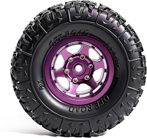 مجموعة عجلات ألومنيوم Beadlock مقاس 1.3 بوصة وإطارات للتضاريس الطينية مقاس 1/18 1/24، -6.0 مم لسيارة زاحفة RC تناسب TRX4M، Axial SCX24 AX24، Redcat Ascent-18 FCX24، 66 × 26 مم، 4 قطع مجمعة مسبقًا، أرجواني in Kuwait