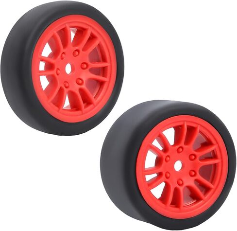 Pre-Mounted On-Road Drift Racing Wheel Tire Set Direct Pin Mount for 1/24 LOSI Micro-B WLtoys 244016-4PCS Rims Hub with Tires (Red) in Saudi Arabia