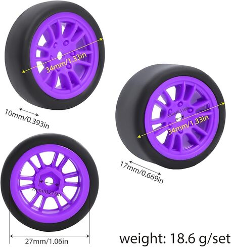 Pre-Mounted On-Road Drift Racing Wheel Tire Set Direct Pin Mount for 1/24 LOSI Micro-B WLtoys 244016-4PCS Rims Hub with Tires (Red) in Saudi Arabia