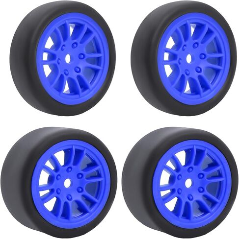 Pre-Mounted On-Road Drift Racing Wheel Tire Set Direct Pin Mount for 1/24 LOSI Micro-B WLtoys 244016-4PCS Rims Hub with Tires (Red) in Saudi Arabia