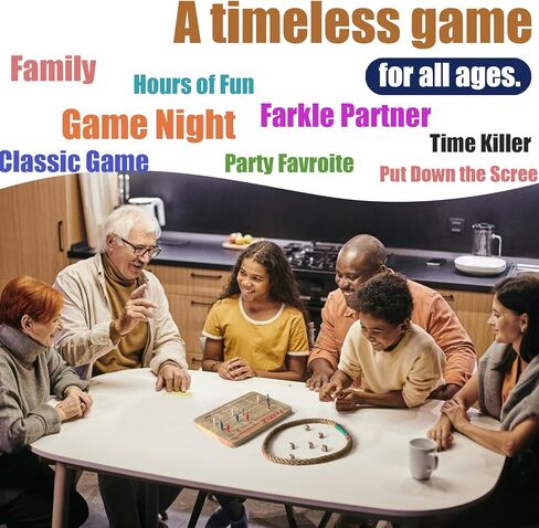 مجموعة لوحة النتائج Tuiiopoli Farkle Dice والورق والأقلام - تصميم مجاني 4 مجموعات من أوتاد اللاعب الملونة و6 نرد خشبي للعب والحفلات الليلية والسفر in Kuwait