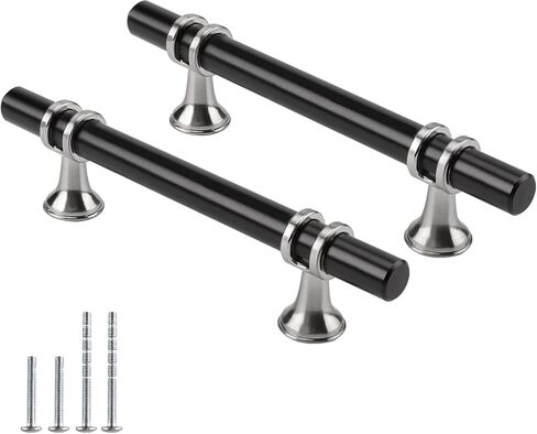 Rergy Cabinet Handles Drawer Pulls and Knobs, 10Pack Brushed Nickel and Gold 5inch Hole Center, Kitchen Hardware for Dresser Handle Zinc Alloy Furniture Pull in Saudi Arabia