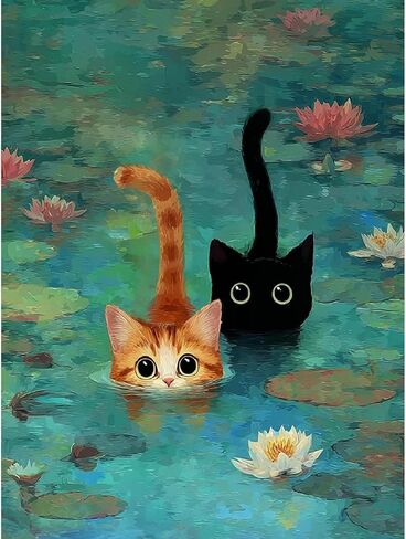 VIGEGU Black Cat Paint by Numbers Kit for Adults Beginner,Easy Adult Paint by Number Kits on Canvas DIY Painting for Beginners Art by Numbers for Home Wall Decor 16x20 Inch in Kuwait